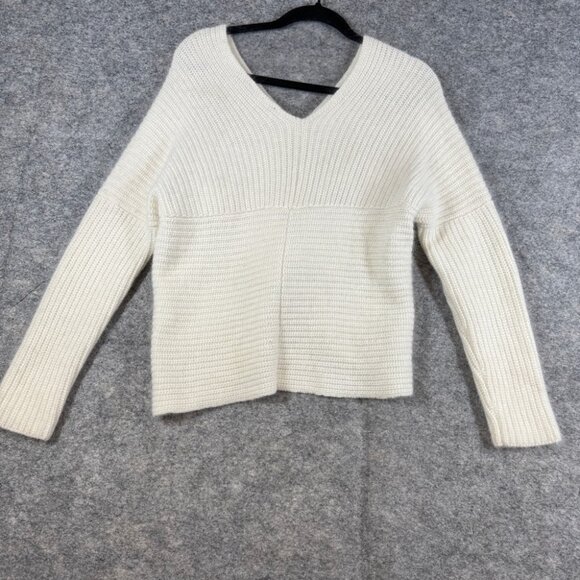 Maje Angora Blend Wrap Sweater Cream V Neck Knit Size Small Luxury Soft Knit - Picture 12 of 15